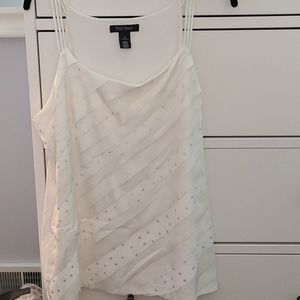 White tank top with silver polka dots